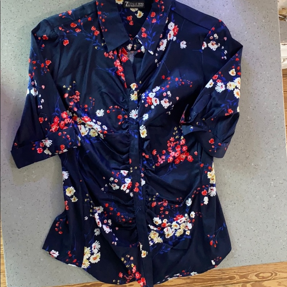7th Avenue floral button up short sleeve